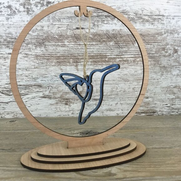 Hummingbird Story Card Christmas Ornament – Laser Cut Wood Ornament - Picture 4 of 4